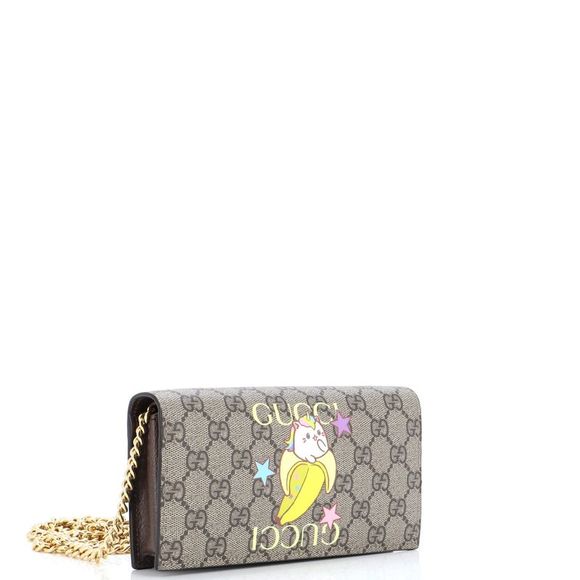 Gucci Chain Wallet Printed GG Coated Canvas Print, Multicolor - Picture 2 of 6